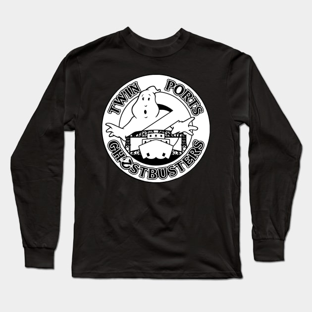 Twin Ports Ghostbusters Logo Black & White Long Sleeve T-Shirt by Twin Ports Ghostbusters